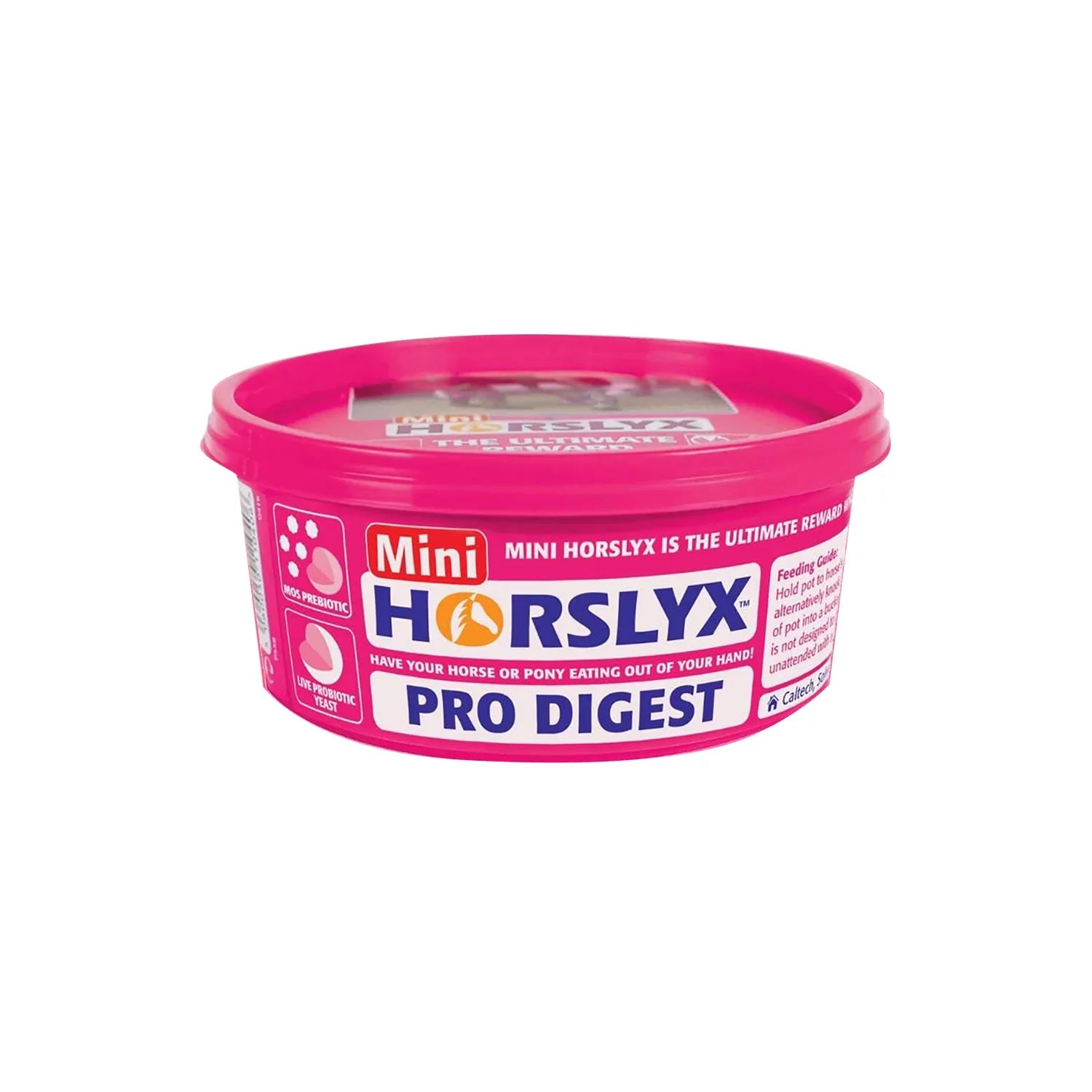 Pink container of Horslyx Pro Digest on a white background